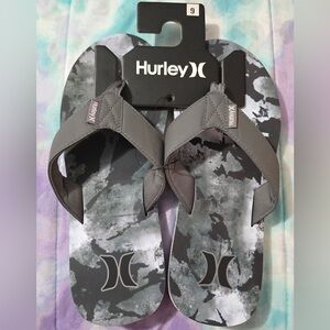 💚🩶🩴 Hurley Flip Flop Sandals - Green and Gray - Mens Size 9